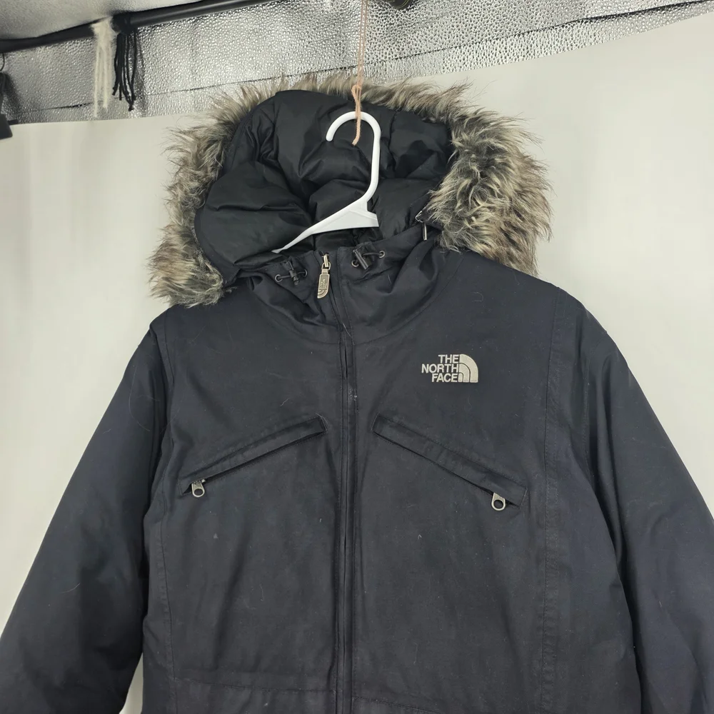 The North Face Black Puffer Coat with Fur Hood - Picture 2 of 6